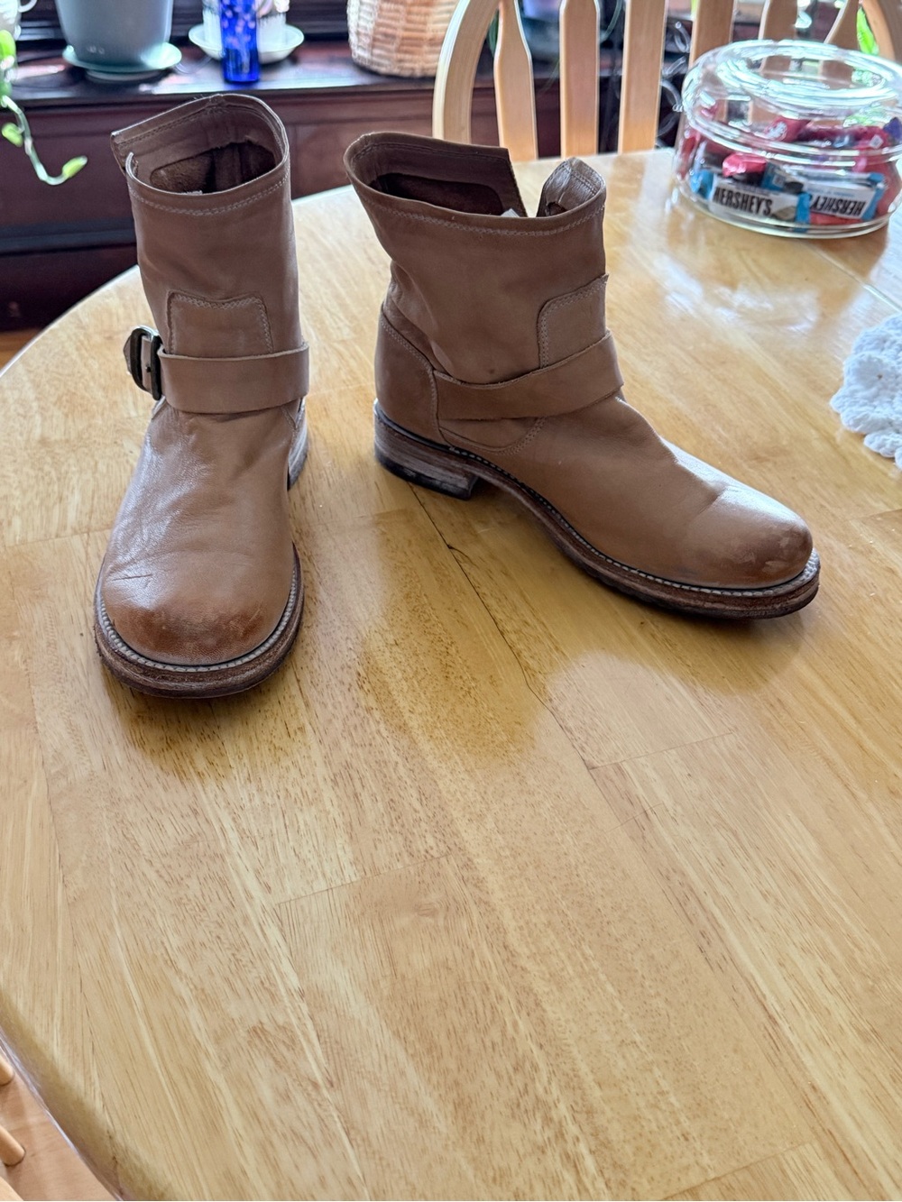 Frye Tan Leather Ankle Booties